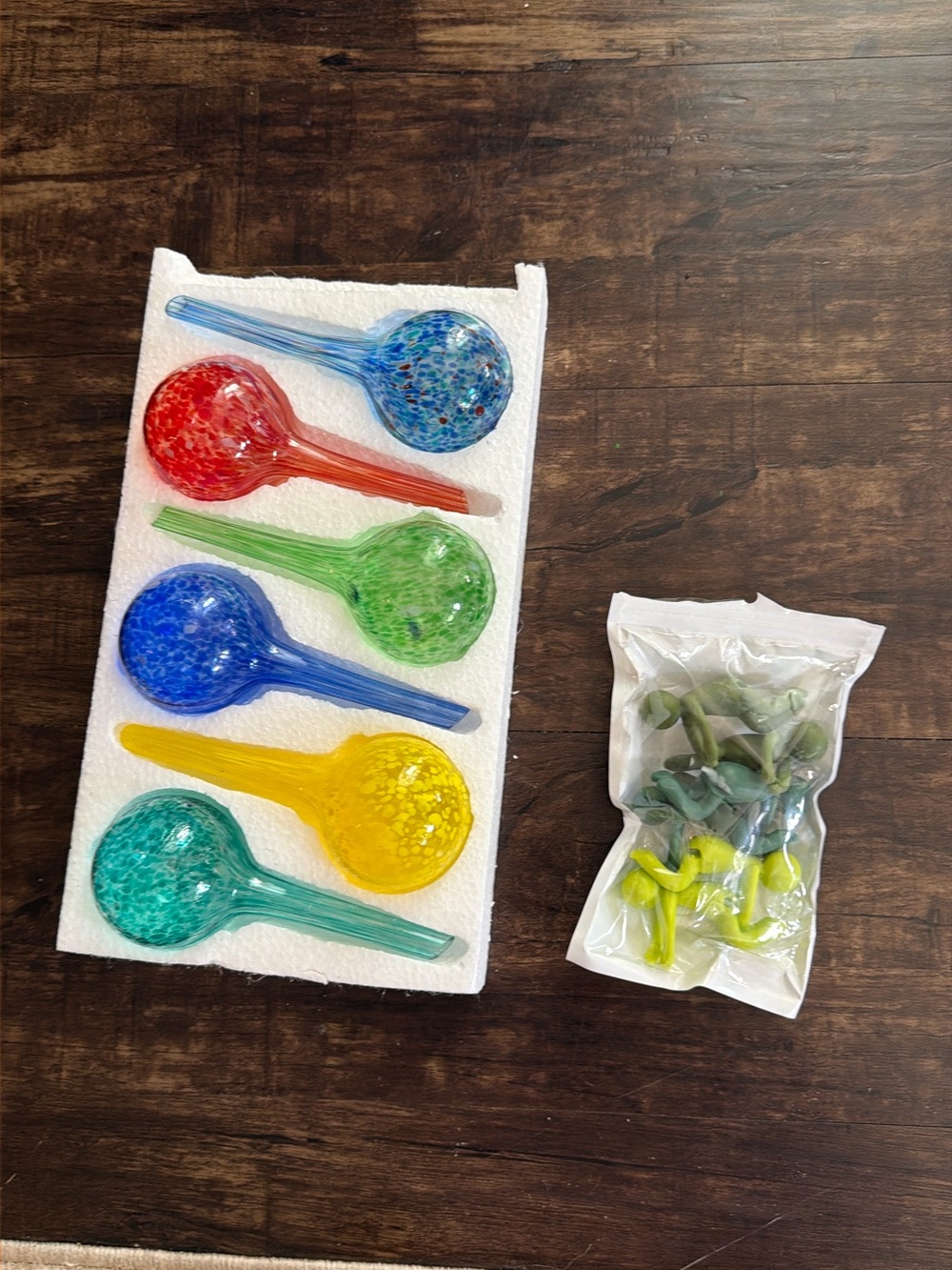 Colored Glass Garden Watering Globes & Plant Huggers - Multi Color